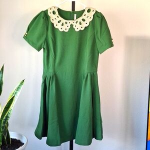 Lavand green midi dress with lace detail size large